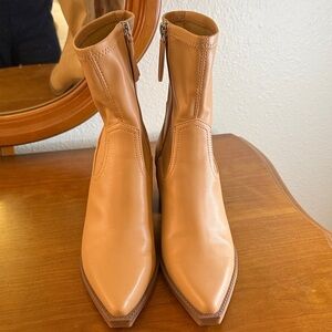 Dolce Vita Caramel Pointed Leather Ankle Booties
